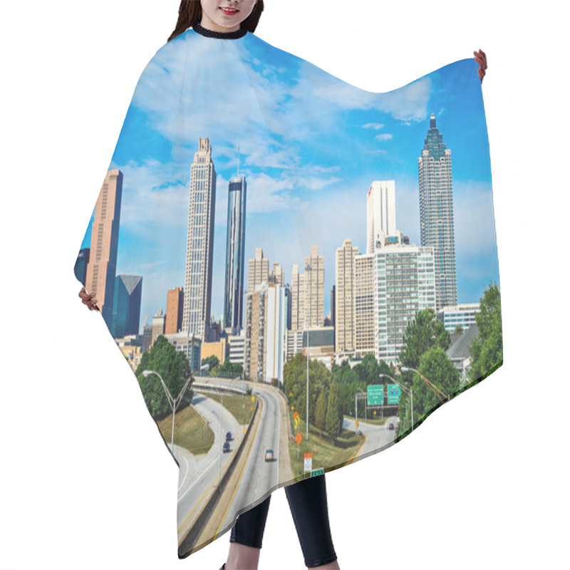 Personality  Atlanta Downtown Skyline With Blue Sky Hair Cutting Cape