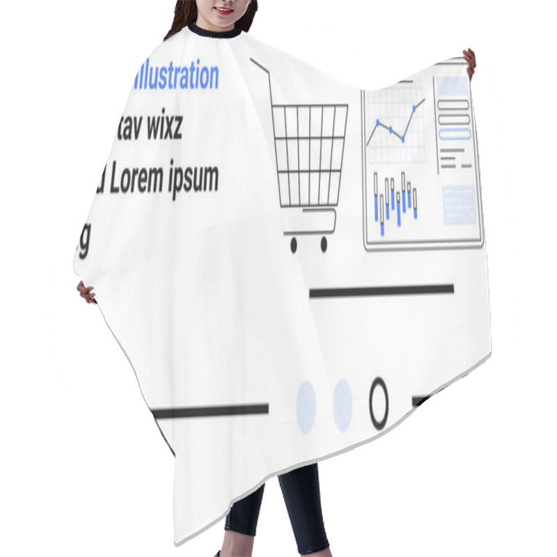 Personality  Shopping Cart Alongside An Analytics Dashboard With Graphs And Charts. Ideal For E-commerce, Data Analysis, Business Strategy, Market Research, Digital Marketing. Banner For Landing Page Hair Cutting Cape