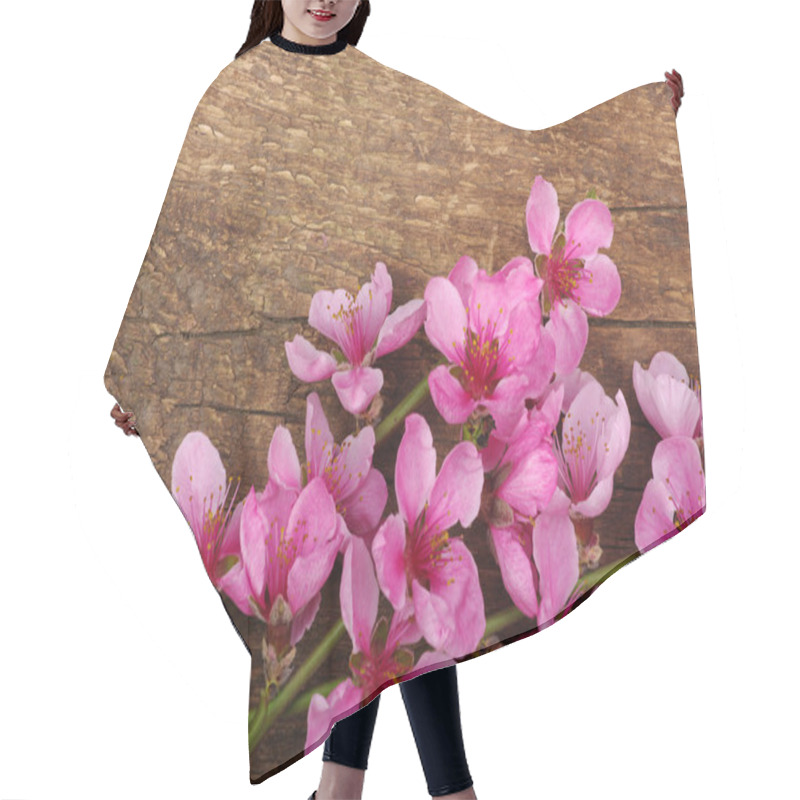 Personality  Branch With Pink Blossoms Isolated On White Hair Cutting Cape