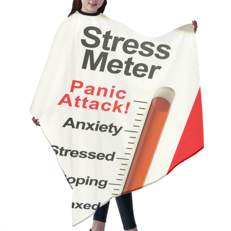 Personality  Stress Meter Showing Panic Attack From Stress Or Worry Hair Cutting Cape