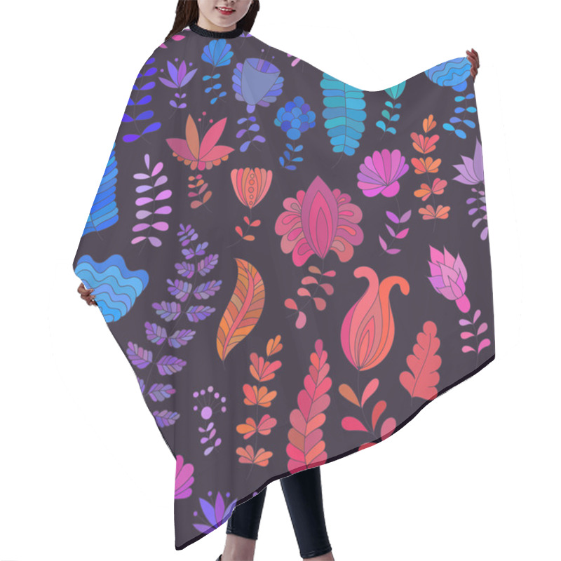 Personality  Seamless Pattern With Doodle Flowers Hair Cutting Cape