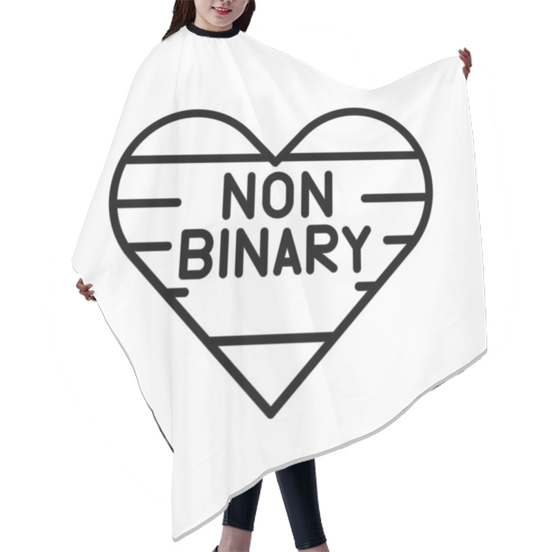 Personality  Non-binary Line Icon. Vector Isolated Element. Hair Cutting Cape