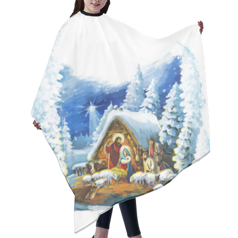 Personality  Traditional Christmas Scene With Holy Family For Different Usage Hair Cutting Cape