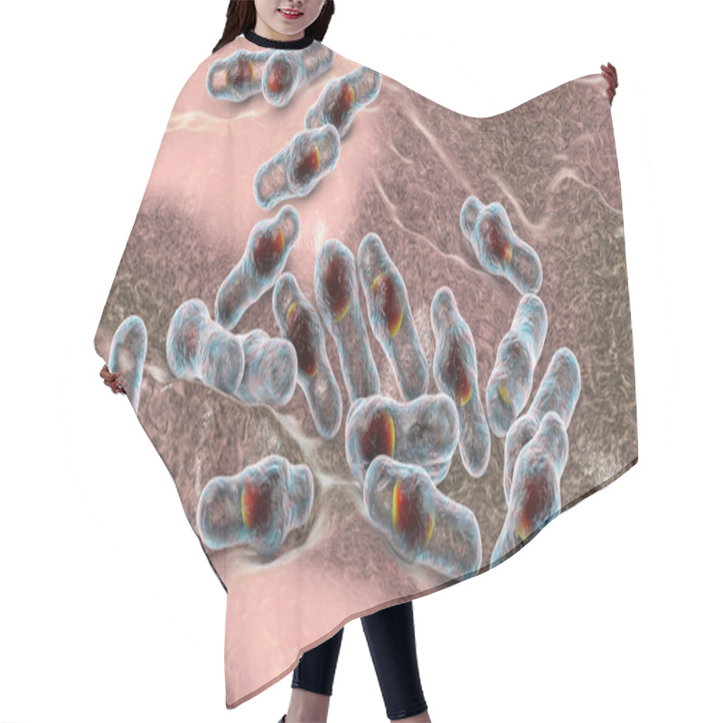 Personality  Spore-forming Bacteria Clostridium, The Causative Agent Of Tetanus, Botulism, Gas Gangrene And Pseudomembraneous Colitis, 3D Illustration Hair Cutting Cape