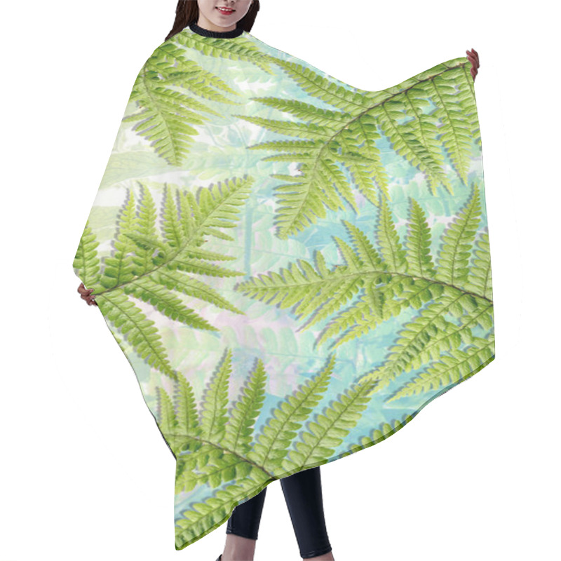 Personality  Exotic Plants, Green Fern Leaves Background Hair Cutting Cape