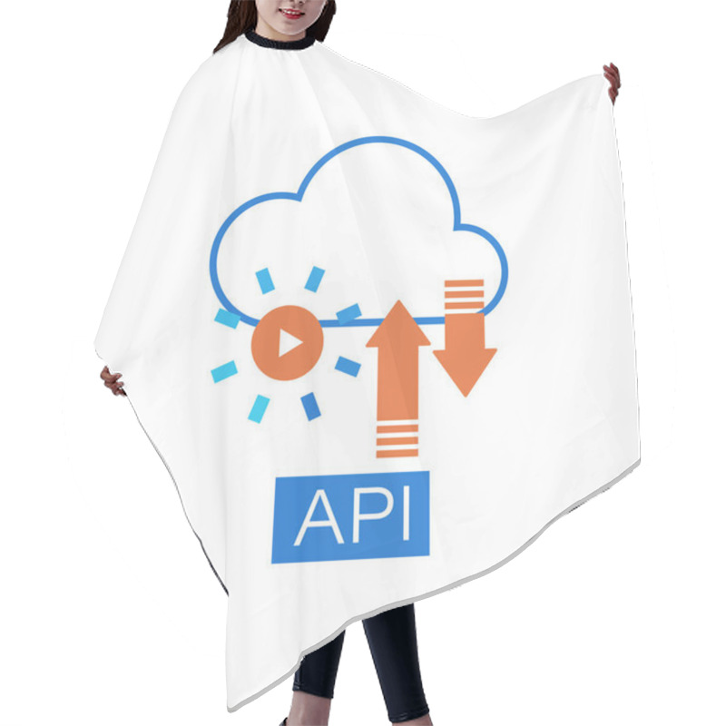 Personality  Cloud API, Software Integration Icon.  Cloud Storage And Data Transfer. Installation Of Application Or Software. Concept For Graphic And Web Design. Hair Cutting Cape