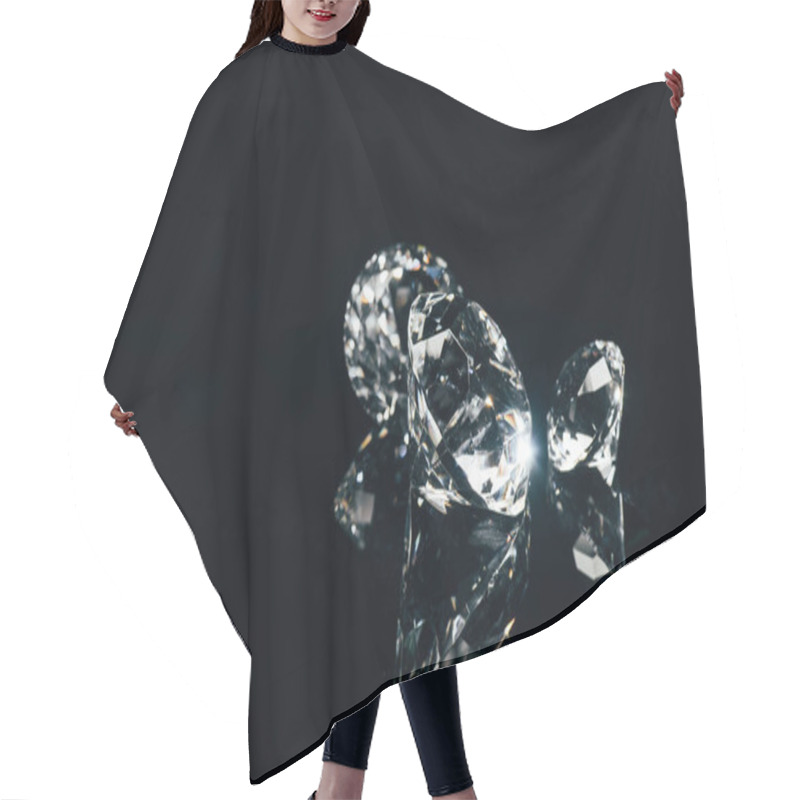 Personality  Transparent Pure Diamonds Isolated On Black With Reflection Hair Cutting Cape