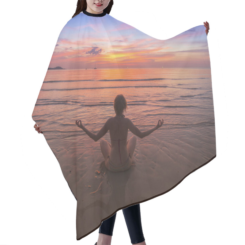 Personality  Silhouette Of Woman Meditating Hair Cutting Cape