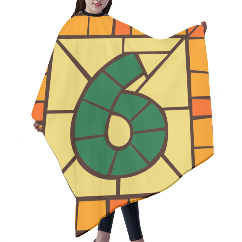 Personality  6 - Mosaic Numbers, Stained Glass Window Hair Cutting Cape