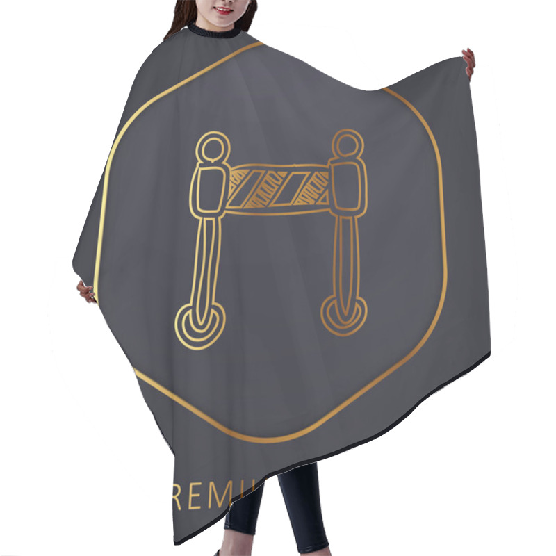 Personality  Barrier Construction Limit Tool Golden Line Premium Logo Or Icon Hair Cutting Cape