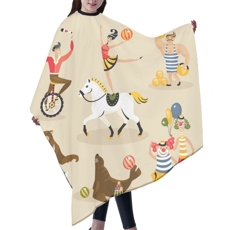 Personality  Set Of Circus Characters And Animals Hair Cutting Cape