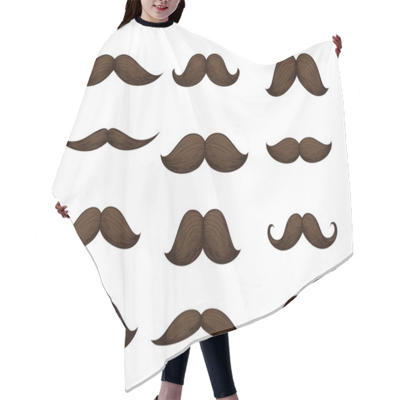 Personality  Hand Drawn Mustache Set Isolated On White Background. Vector Illustration Hair Cutting Cape