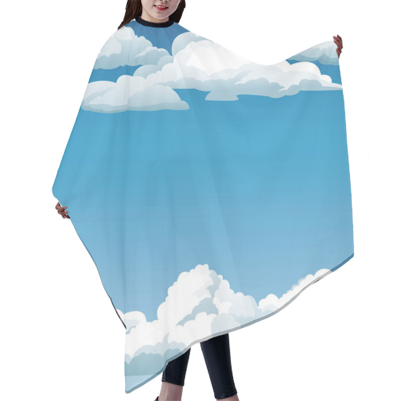 Personality  Blue Sky Clouds Background Design Hair Cutting Cape