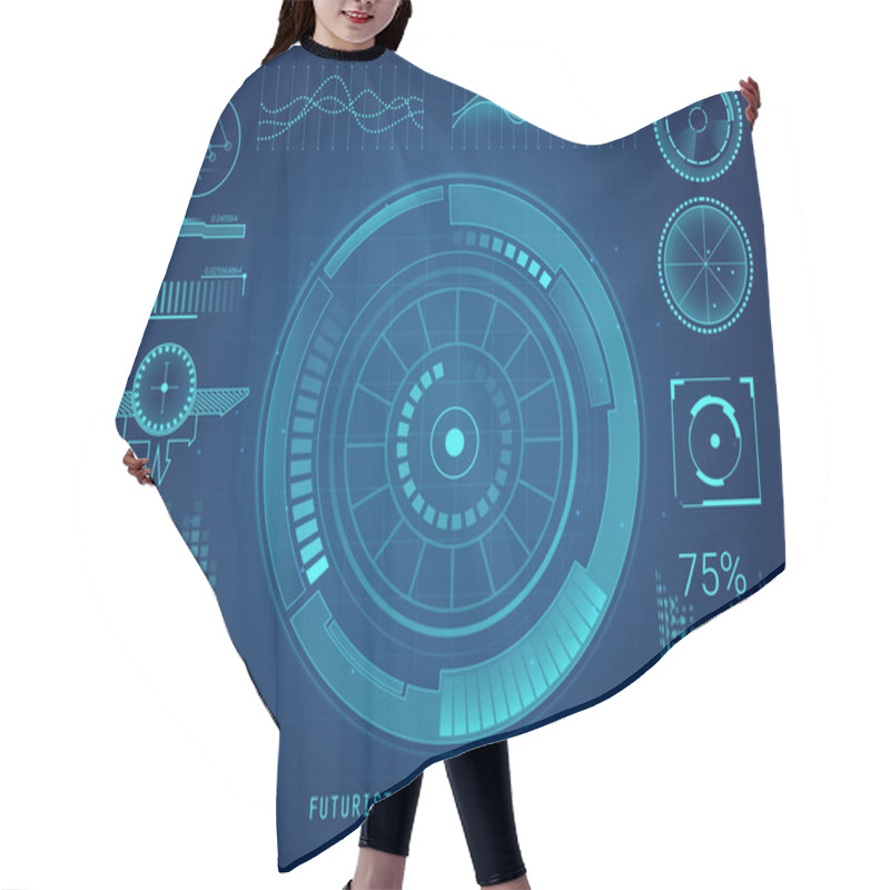 Personality  Set Of Futuristic HUD Elements. Hair Cutting Cape