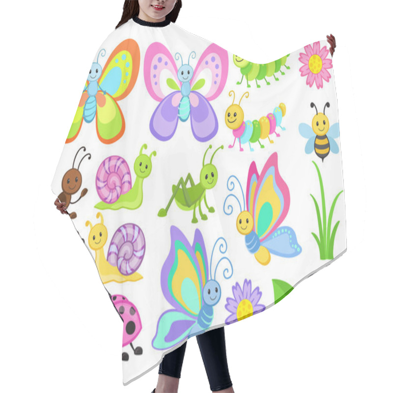 Personality  Vector Set Of Cute Cartoon Bugs Hair Cutting Cape