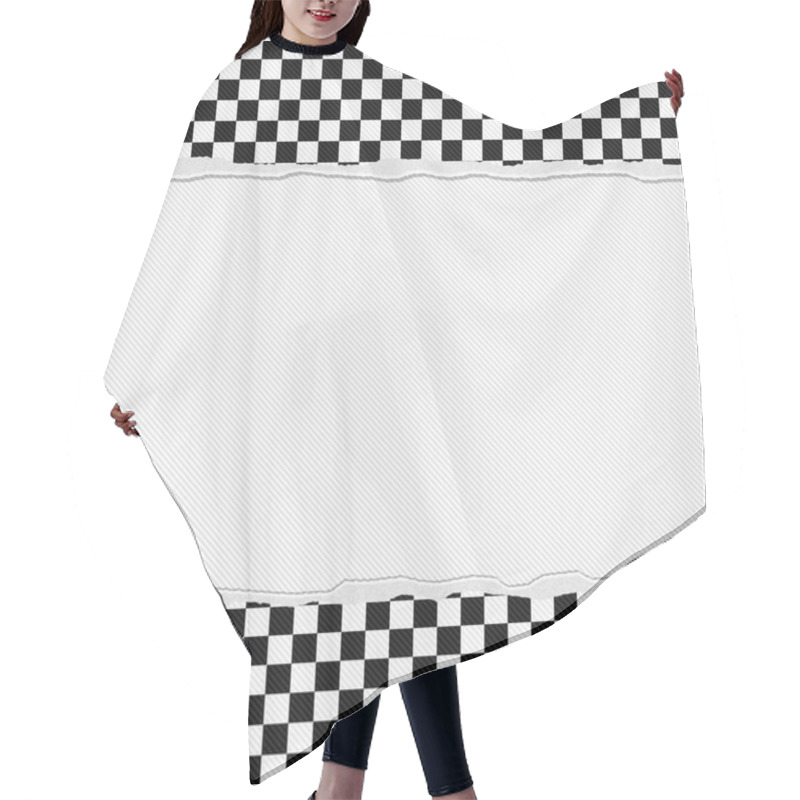 Personality  Black And White Checkered Frame With Torn Background Hair Cutting Cape