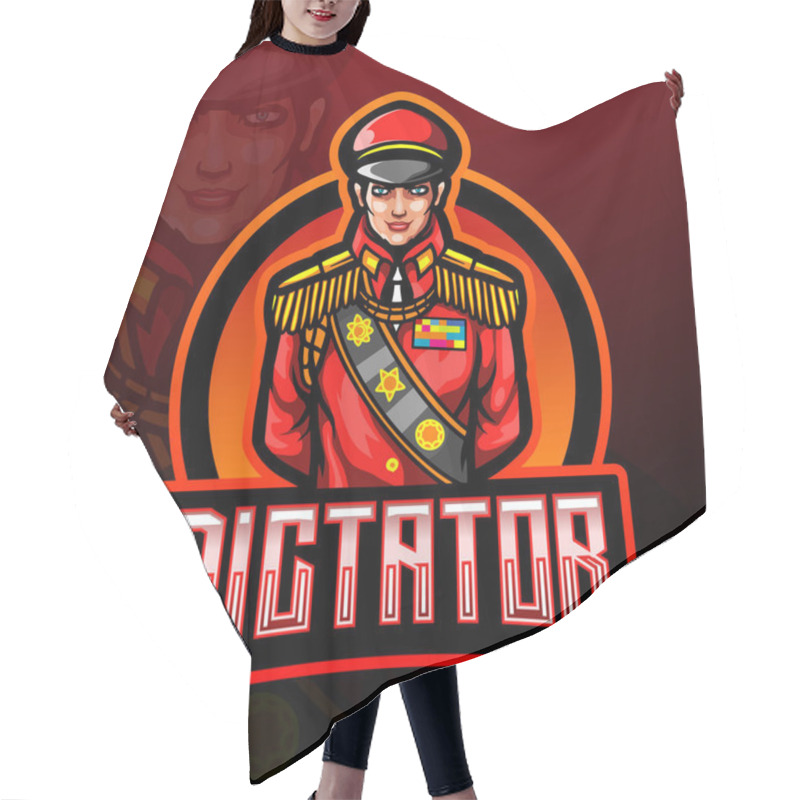 Personality  Dictator Esport Mascot Logo Design Hair Cutting Cape