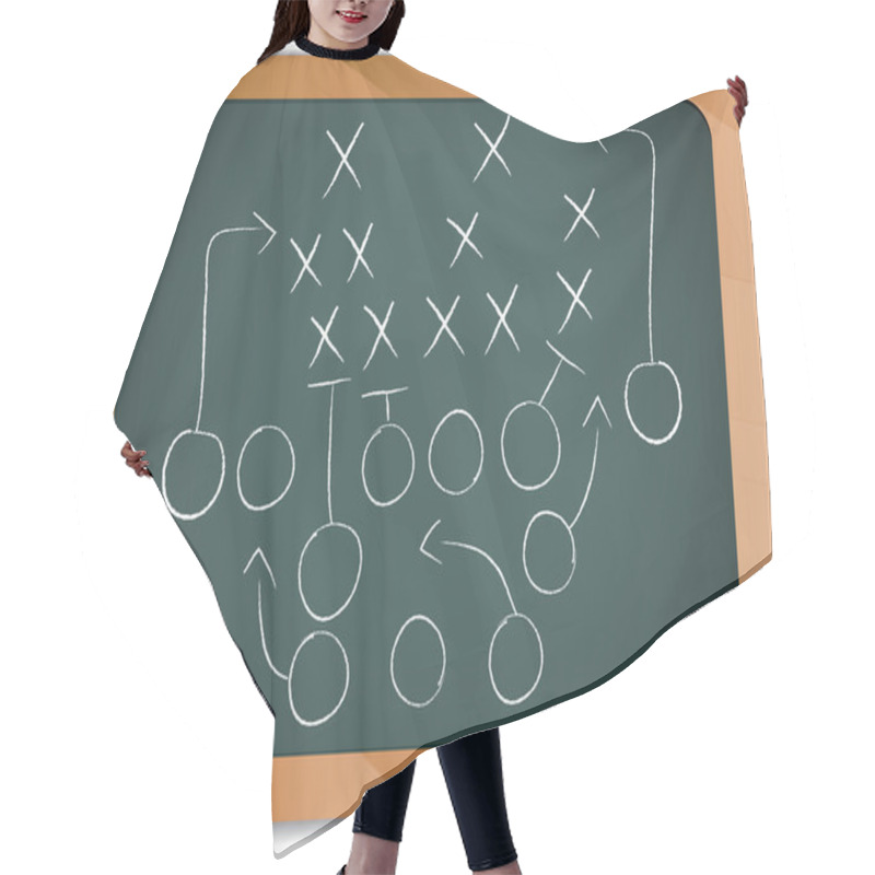 Personality  Teamwork Football Game Plan Strategy On Blackboard Hair Cutting Cape