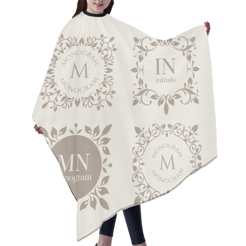 Personality  Floral Monograms For Cards, Invitations, Menus, Labels Hair Cutting Cape