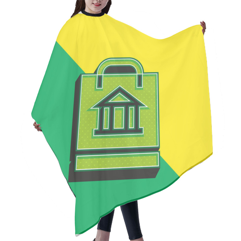 Personality  Bag Green And Yellow Modern 3d Vector Icon Logo Hair Cutting Cape