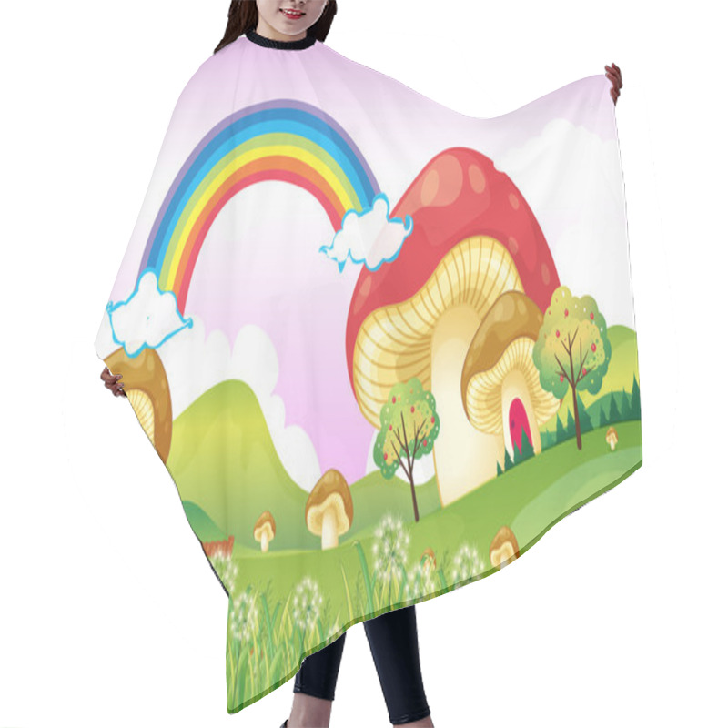 Personality  Mushrooms Near The Rainbow Hair Cutting Cape