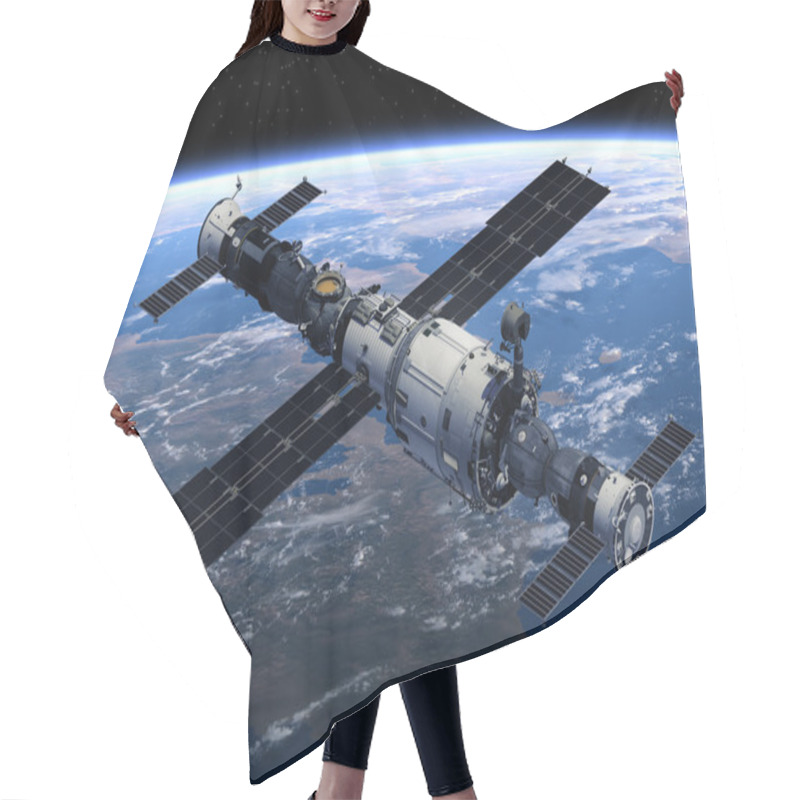 Personality  Space Station And Spacecrafts Orbiting Earth Hair Cutting Cape