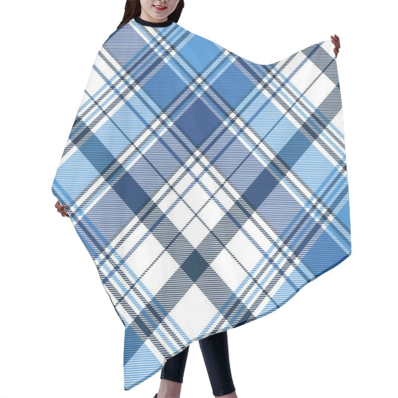 Personality  Blue Diagonal Abstract Plaid Seamless Pattern Hair Cutting Cape