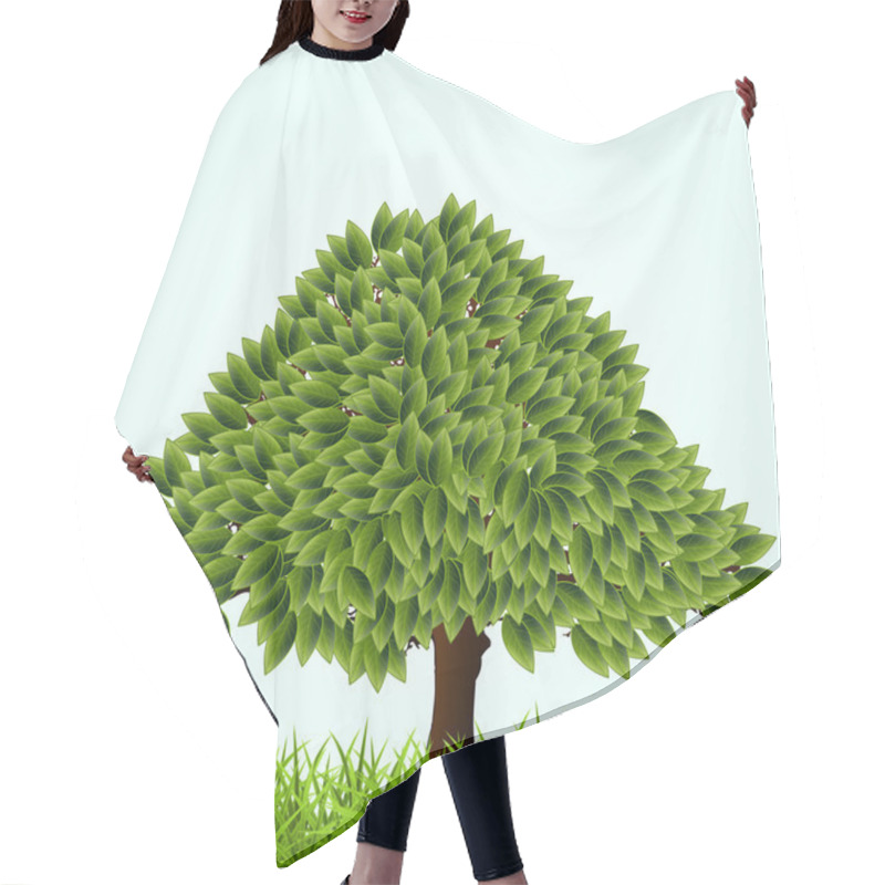 Personality  Vector Illustration Of A Green Tree. Hair Cutting Cape