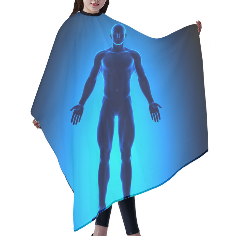 Personality  Blank Posture Front - Blue Medical Position Hair Cutting Cape