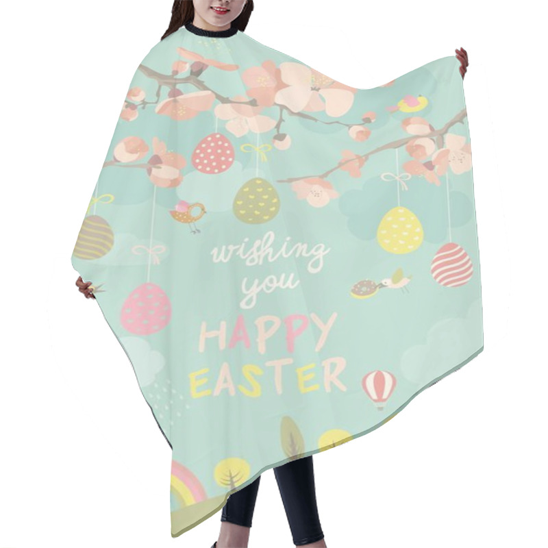 Personality  Spring Blooming Tree With Easter Eggs Hair Cutting Cape