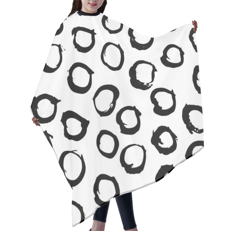 Personality  Vector Monochrome Mark Making Seamless Pattern Hair Cutting Cape