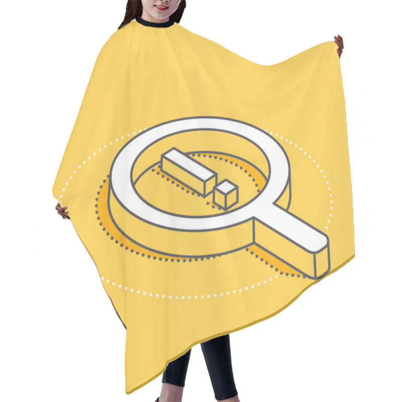 Personality  Isometric Vector Icon On A Yellow Background, Big Magnifier And  Exclamation Mark, Data Search Hair Cutting Cape