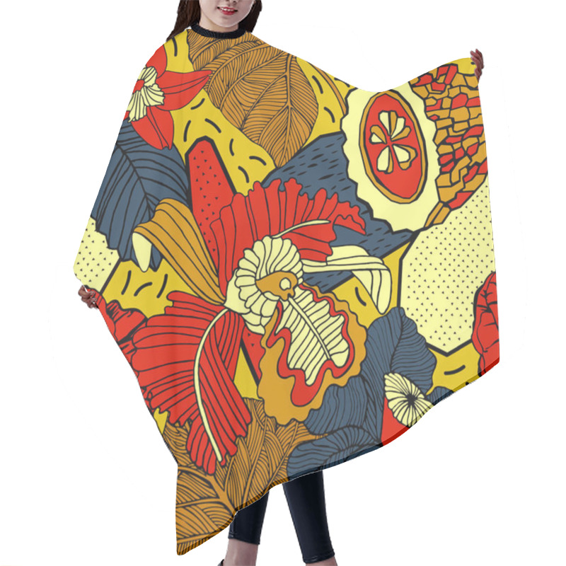 Personality  Bright Tropical Background With Exotic Plants.  Hair Cutting Cape