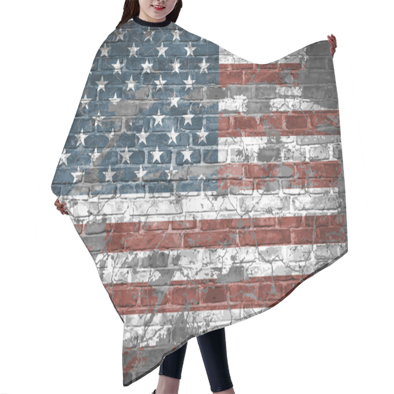 Personality  American Flag On A Brick Wall Hair Cutting Cape