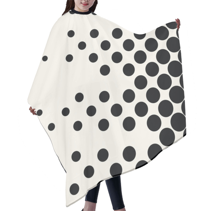 Personality  Geometric Circles Gradient Halftone Seamless Black And White Pattern Hair Cutting Cape