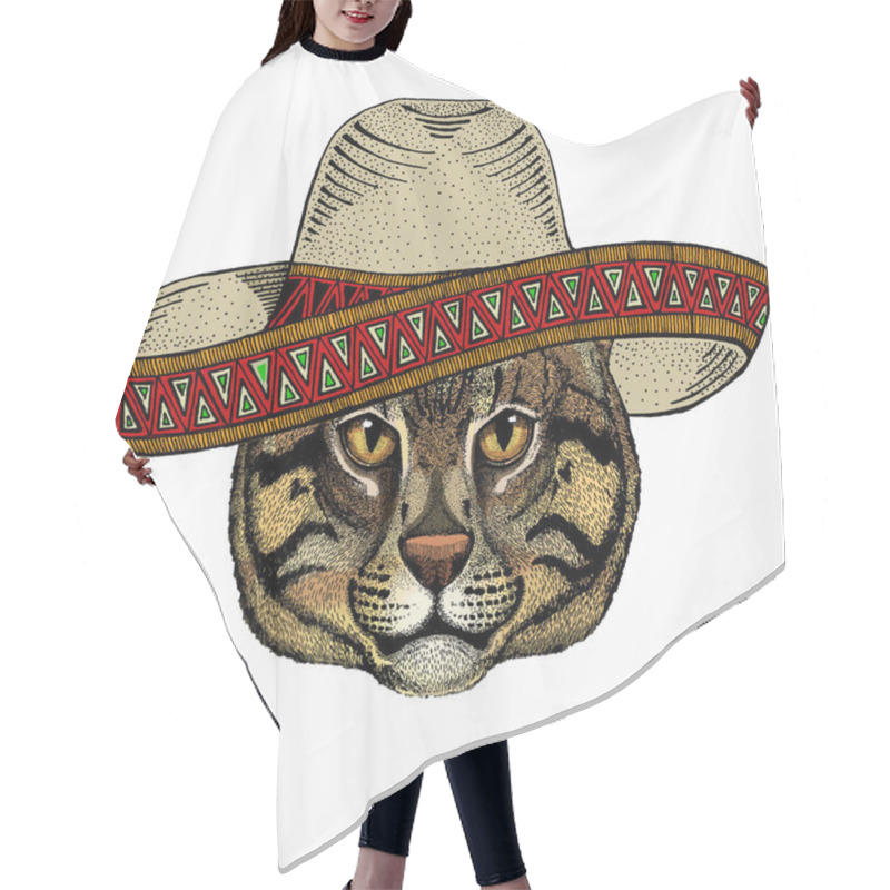 Personality  Wild Fishing Cat Portrait. Animal Face. Hair Cutting Cape