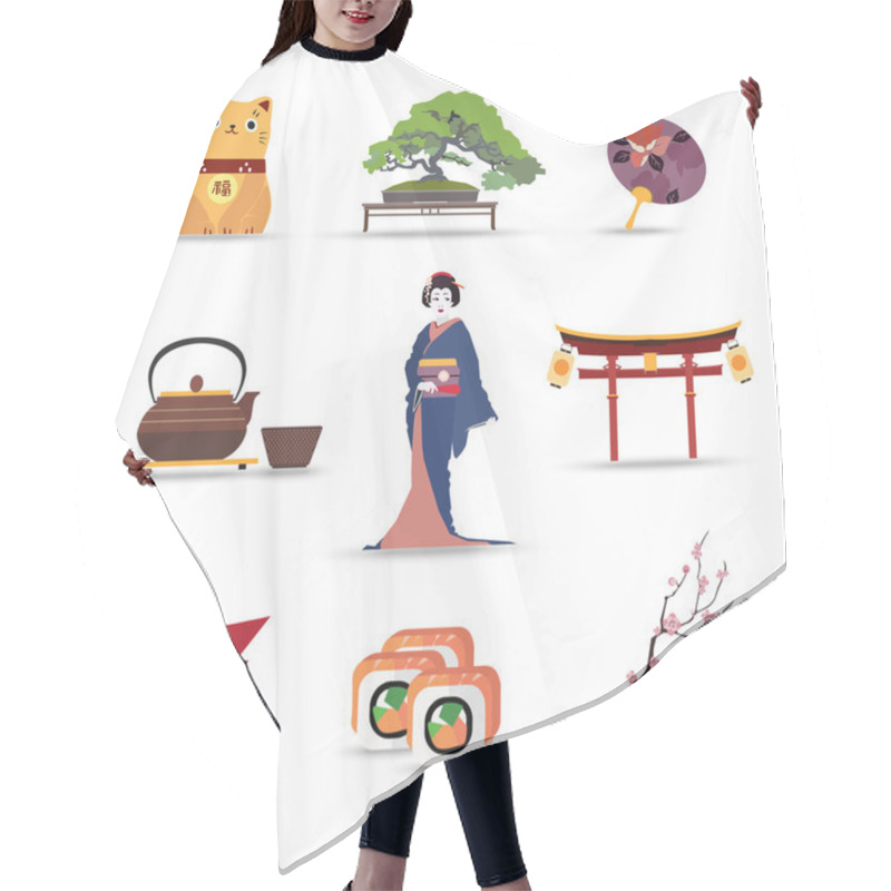 Personality  Japan Flat Icons Hair Cutting Cape