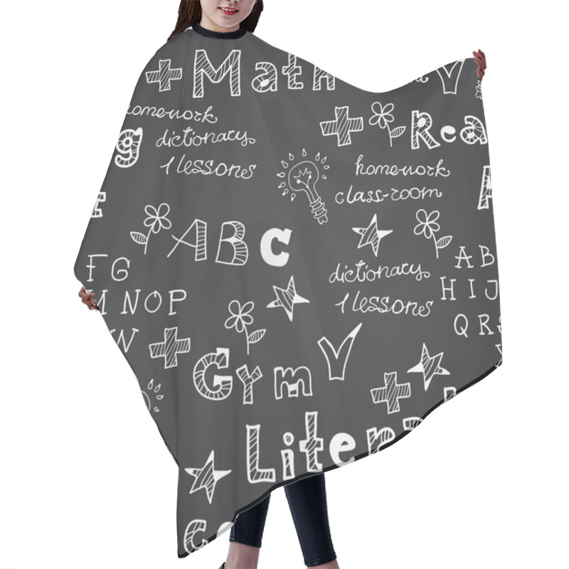 Personality  Seamless Vector Pattern With Word Cloud. Hair Cutting Cape