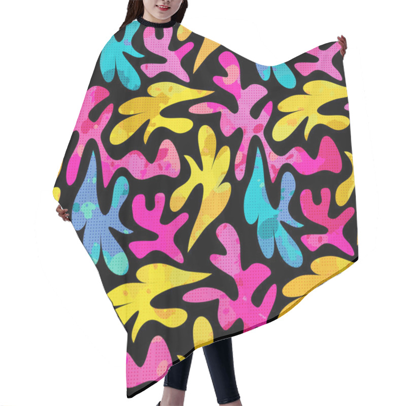 Personality  Bright Graffiti Geometric Seamless Pattern Grunge Effect Hair Cutting Cape