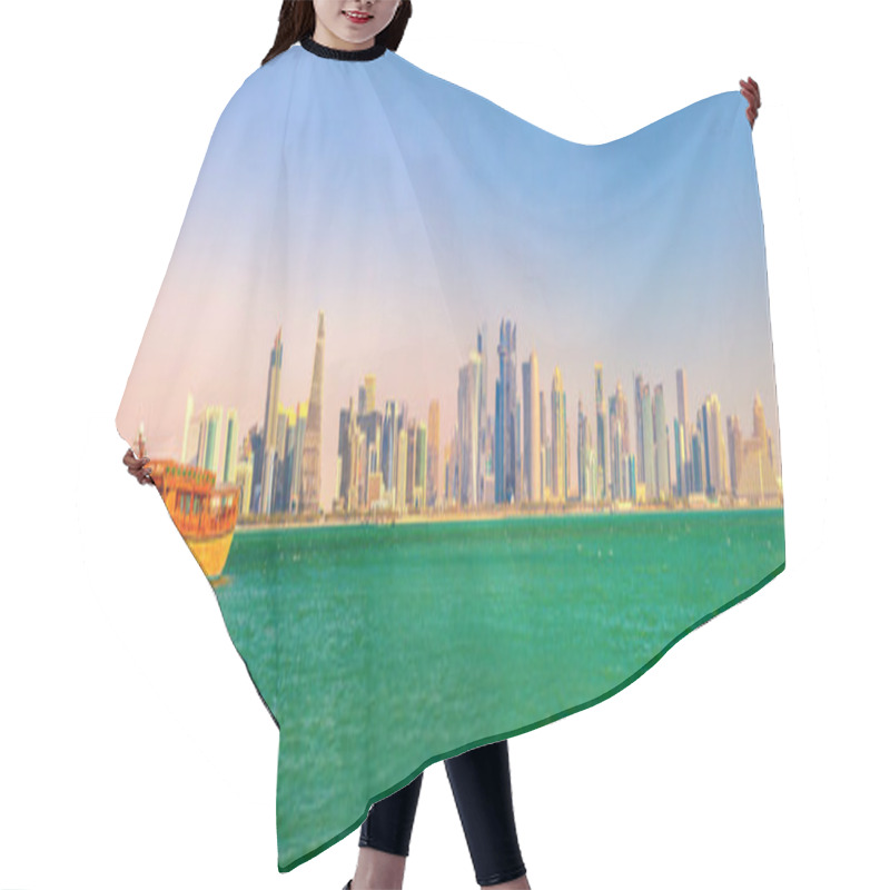 Personality  Doha Skyline And Dhow Hair Cutting Cape