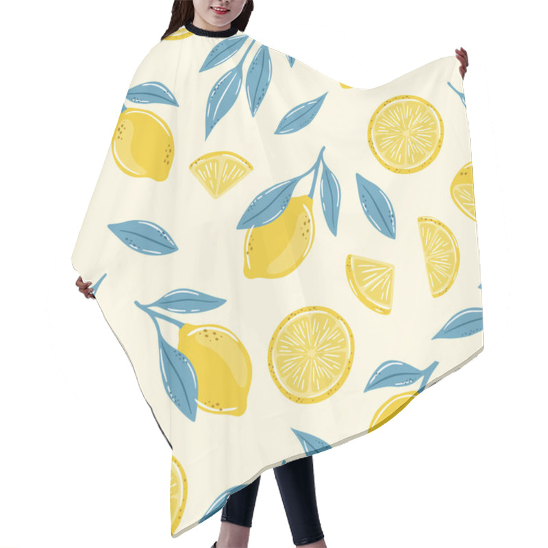 Personality  Seamless Pattern Of Hand Drawn Lemons. Citrus Fruit Background. Perfect For Textile Wallpaper Posters Hair Cutting Cape