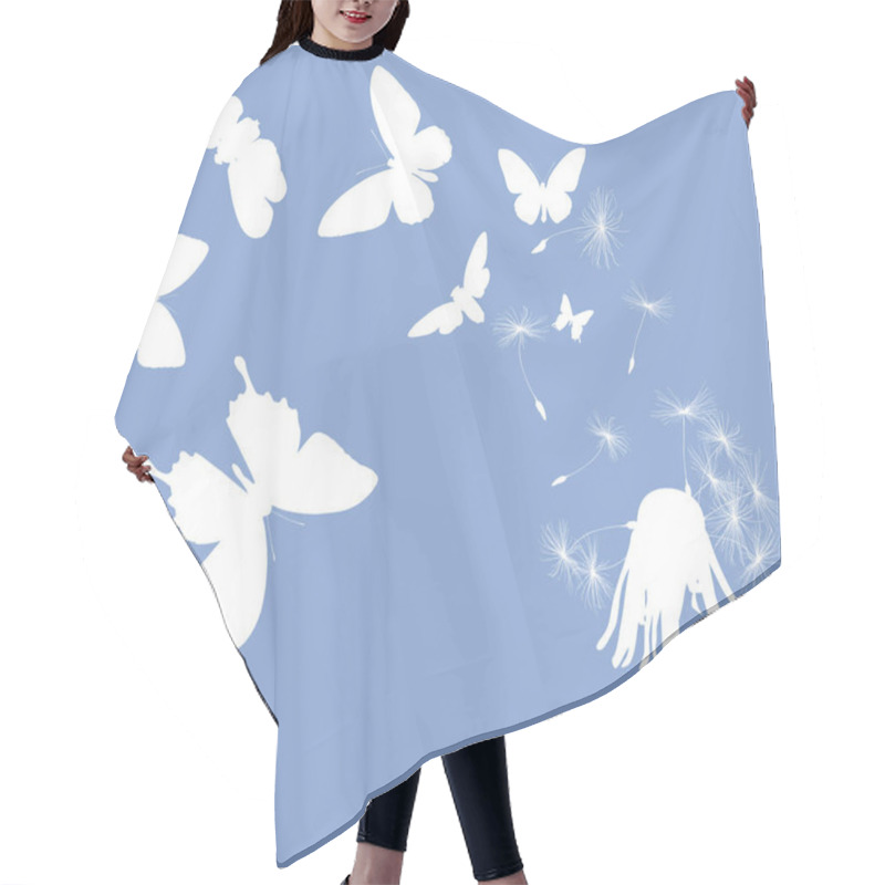 Personality  Illustration With Dandelion And Flying Butterflies Hair Cutting Cape