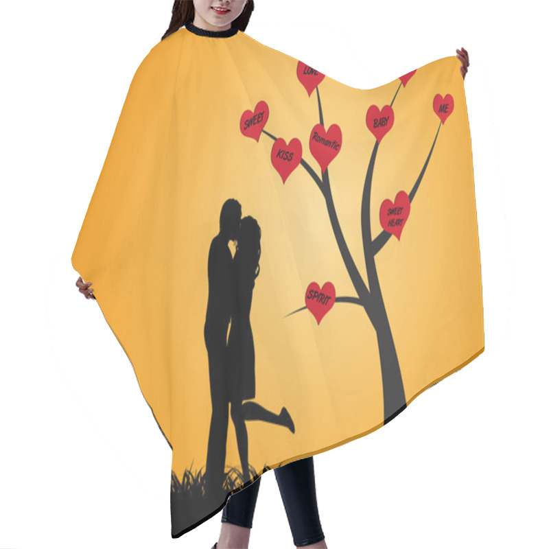 Personality  Kissing Couple Under The Tree Hair Cutting Cape