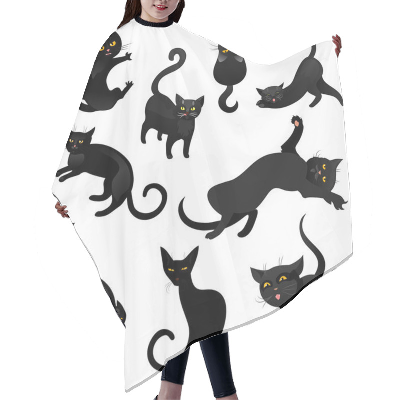 Personality  Set Of Black Cats. Hair Cutting Cape