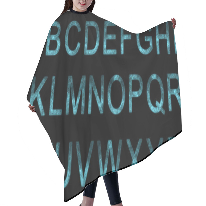 Personality  Stylized Starry Alphabet. Space Letters. Space Alphabet. Cyan On Hair Cutting Cape