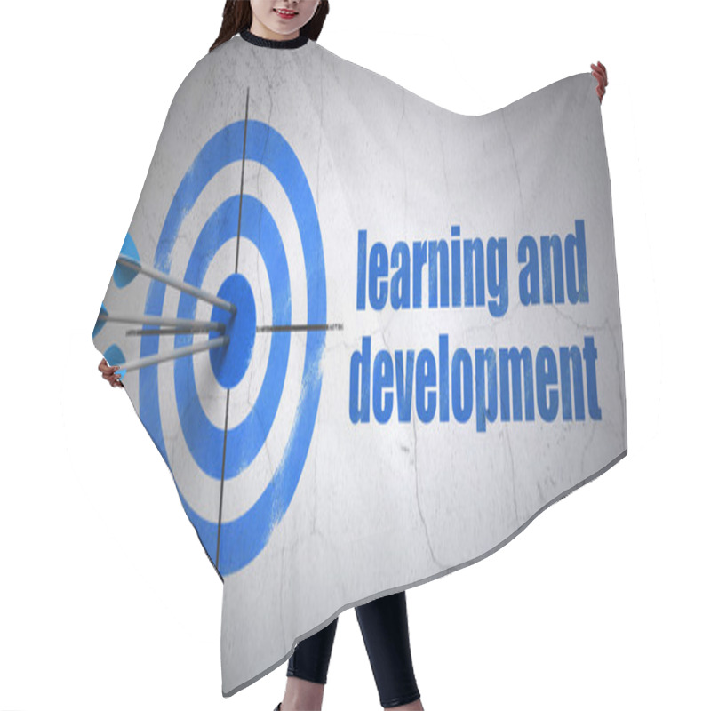 Personality  Studying Concept: Target And Learning And Development On Wall Background Hair Cutting Cape