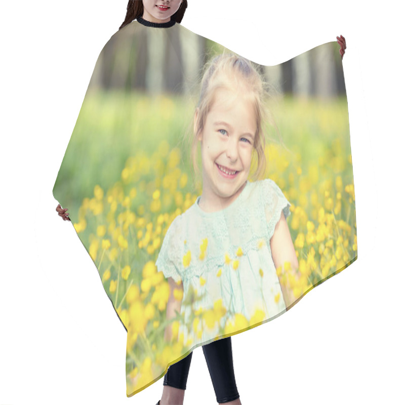 Personality  Happy Little Girl On Blooming Meadow Hair Cutting Cape