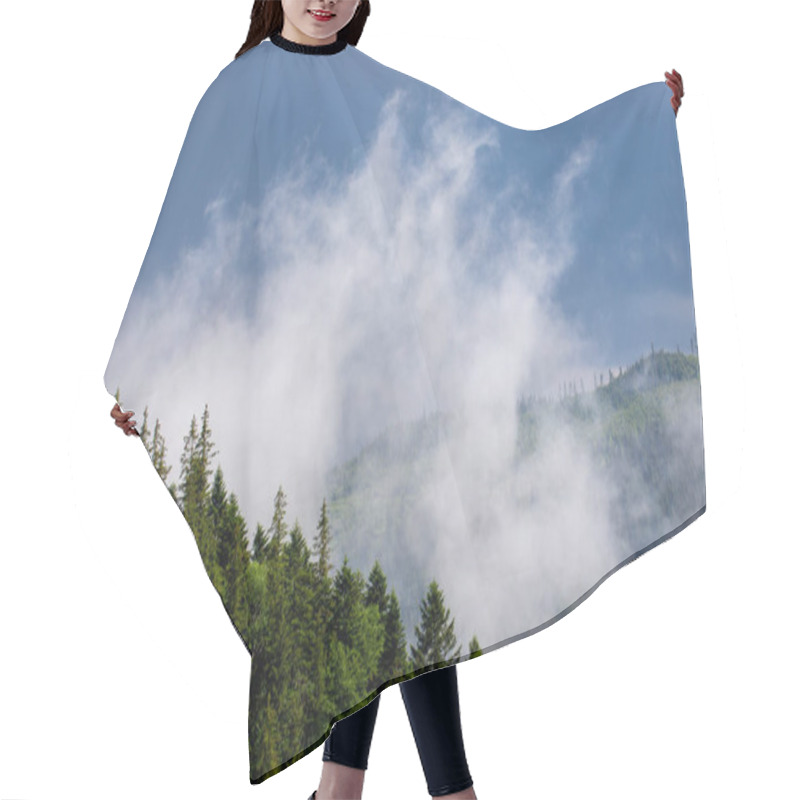 Personality  Landscape With Steam Rising From The Mountains, Fog, Nature, Summer Hair Cutting Cape