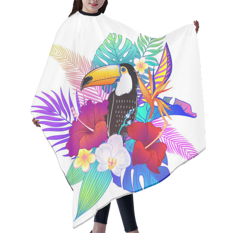 Personality  Beautiful Tropical Exotic Parrot Bird. Vector Illustration. Hair Cutting Cape