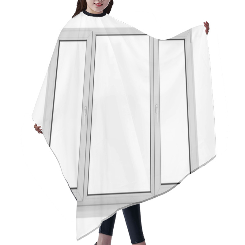 Personality  Window. Isolated Window. Aluminum Window. White Window. Pvc Wind Hair Cutting Cape